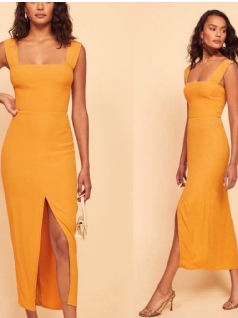 REFORMATION Graciella split front crepe midi dress 2P